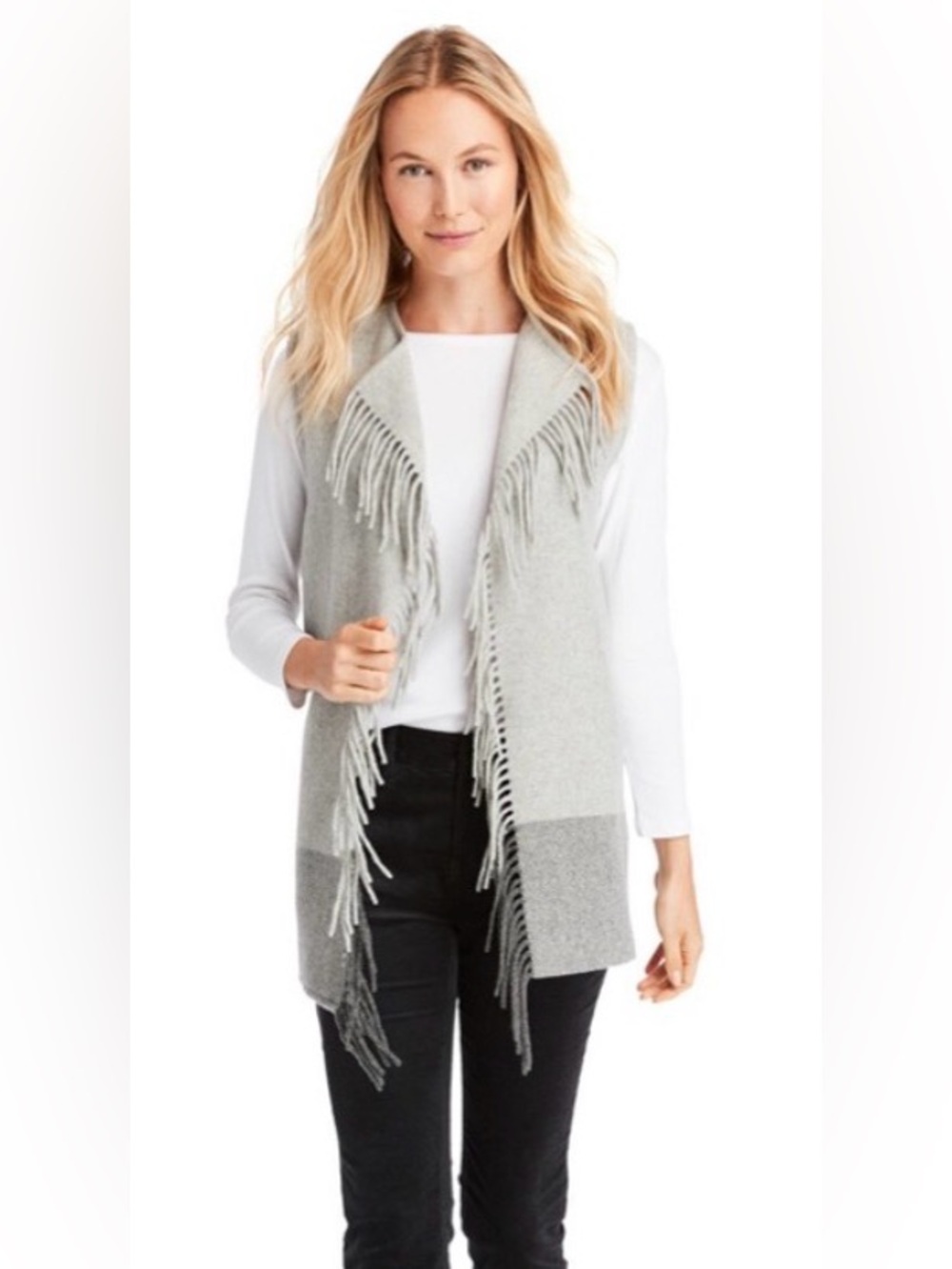Vineyard Vines - Gray Wool Fringed Sweater Vest